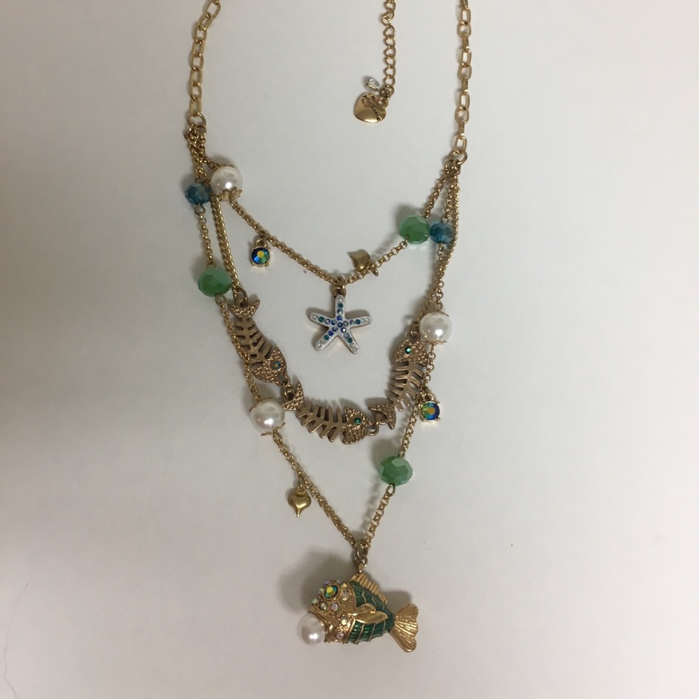Betsey Johnson fish necklace. Into the Blue